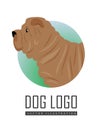 Shar Pei Dog Logo on White Background