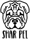 Shar Pei head black and white