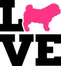 Shar Pei love with pink silhouette