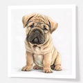 Watercolor Wonders: A Stunning Stock Photo of a Shar Pei Puppy Wearing a Pastel Headband Bandana AI Generated