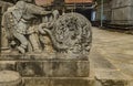 Elephant sculpture stairs at temple of Sringeri