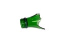 a shard of green glass. Broken bottle neck isolated on white background Royalty Free Stock Photo