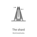 the shard icon vector from world landmarks collection. Thin line the shard outline icon vector illustration. Linear symbol for use