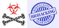 Shard Mosaic Biohazard Bones Icon with Biohacking Textured Stamp