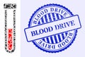 Shard Mosaic Blood Test-Tube Icon with Blood Drive Scratched Seal Stamp Royalty Free Stock Photo