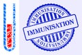 Shard Mosaic Blood Test Tube Icon with Immunisation Grunge Seal