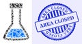 Shard Mosaic Closed Retort Icon with Area Closed Distress Seal Stamp