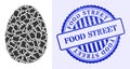 Shard Mosaic Egg Icon with Food Street Textured Seal Stamp