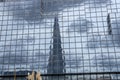 The Shard skyscraper reflection on a building, London