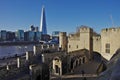 The Shard skyscraperover seen from the Tower of London walls