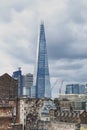 The Shard, tallest building in UK, on Southwark bank of River Thames seen from Tower of London, England