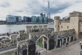 The Shard, tallest building in UK, on Southwark bank of River Thames seen from Tower of London, England Royalty Free Stock Photo