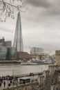 The Shard, the Thames and HMS Belfast from the Tower of London Royalty Free Stock Photo