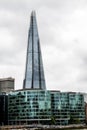 Shard tower from the River Thames in London England