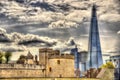 The Shard and walls of the Tower of London