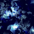 Shards of broken glass. Abstract ct vector explosion. Shining background