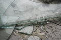 Shards, broken glass on the windowsill Royalty Free Stock Photo