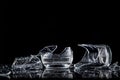 Shards of broken glasses on a black background Royalty Free Stock Photo