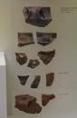 Shards or fragments of Neolithic stone jars from the island of Mochlos: Heraklion Archaeological Museum exhibit from 6000 BCE to
