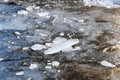 Shards of ice on a frozen ground