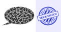Shards Mosaic Chat Message Icon with Trick Speech Distress Rubber Imprint