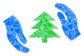 Shards Mosaic Fir Tree Care Hands Icon
