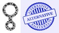 Shards Mosaic Third Gender Symbol Icon with Alternative Textured Seal Stamp