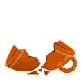 Broken cup. Brown mug. Element of kitchen Royalty Free Stock Photo