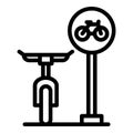 Share bike icon outline vector. Parking bicycle Royalty Free Stock Photo