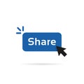 Share blue button with cursor arrow Royalty Free Stock Photo