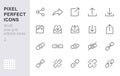 Share button line icon set. Link, broken hyperlink, download, publish, attach chain minimal vector illustrations. Simple