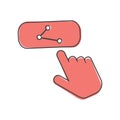 Share button vector icon.The hand presses the share button  Internet cartoon style on white isolated background Royalty Free Stock Photo