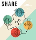 Share concept with connected human brains design