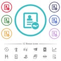 Share contact flat color icons in circle shape outlines Royalty Free Stock Photo