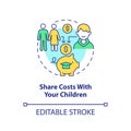 Share costs with your children concept icon