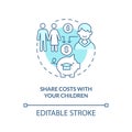 Share costs with your children turquoise concept icon