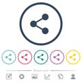 Share flat color icons in round outlines