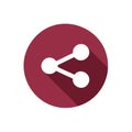 Share Icon in Maroon Circle Flat Design Social Media Connection Technology Royalty Free Stock Photo