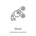 share icon vector from sustainable competitive advantage collection. Thin line share outline icon vector illustration. Linear Royalty Free Stock Photo