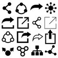 Share icons vector. Media illustration icon. social symbol. For web or mobile. Royalty Free Stock Photo