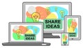 Share ideas concept on different devices Royalty Free Stock Photo