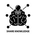 share knowledge icon, black vector sign with editable strokes, concept illustration