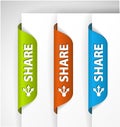 Share Labels / Stickers on the edge of the page Royalty Free Stock Photo