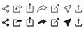 Share Link Button for Social Media Line and Silhouette Icon. Arrows Symbol Share Link for Web Site Outline Icon. Send