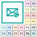 Share mail flat color icons with quadrant frames