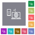 Share mobile internet square flat icons Royalty Free Stock Photo