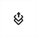 Share or multiexport icon. Level up. Bulk export symbol. Move up to the next level. UI button. Stock vector illustration