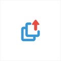 Share or multiexport icon. Level up. Bulk export symbol. Move up to the next level. UI button. Stock vector illustration
