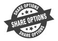 share options sign. share options round ribbon sticker. share options