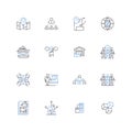 Share-out line icons collection. Dispense, Distribute, Allocate, Share, Giveaway, Devote, Deliver vector and linear